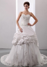 Pick-ups Sweetheart Court Train Wedding Dress Taffeta New Style 2013