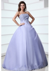 2014 Spring Strapless Appliques Decorate Quinceanera Dress in Lavender