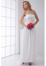 Pretty Empire Strapless Wedding Dress with Beading Ankle-length