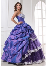 Purple Sweetheart Appliques and Pick-ups Quinceanera Dress for 2014