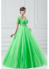 Spring Green Sweetheart Beaded Decorate Quinceanera Dress in Long - US ...