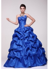 Strapless Beading and Pick-ups Taffeta Quinceanera Dress in Blue