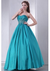 Sweetheart A-line Beaded Decorate Waist Quinceanera Dress in Turquoise