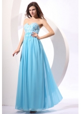 Aqua Blue Empire Sweetheart Floor-length Appliques Prom Dress for 2014