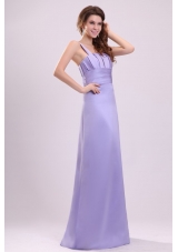 Cheap Lavender Column Straps Ruching Taffeta Floor-length Prom Dress