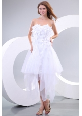 Cheap Sweetheart Asymmetrical Hand Made Flowers Wedding Dress