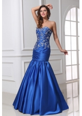 Sexy Mermaid Sweetheart Floor-length Blue Taffeta Prom Dress with Beading