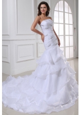 Strapless Beading and Ruffles Layered Organza Wedding Dress