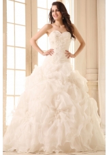 Sweetheart Appliques with Beading Wedding Dress with Organza