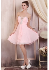 Baby Pink Empire Sweetheart Short Prom Dress with Beading