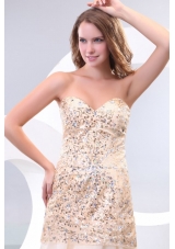 Champagne Sweetheart Rhinestone and Sequins A-line Prom Dress for Spring