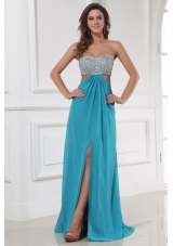 Empire Chiffon Sweetheart Beading and High Silt Floor-length Prom Dress