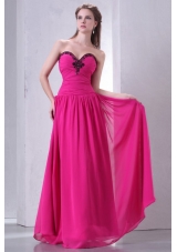 Hot Pink Empire Sweetheart Prom Dress with Beading