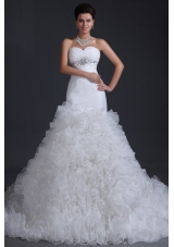 Luxurious A-line Sweetheart Beading and Ruffles Wedding Dress