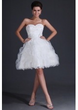 Sweetheart Short Mini-length Wedding Dress with Appliques and Ruffles