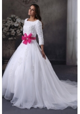 2013 Romantic Square A-Line Chapel Train Wedding Dress