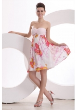 Baby Pink Sweetheart Pringting and Ruching Prom Dress