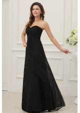 Discount Sweetheart Empire Chiffon Ruche Prom Dress in Black