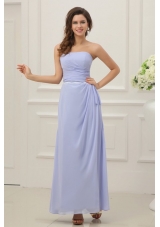 Strapless Empire Chiffon Ankle-length Prom Dress with Ruche