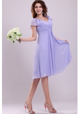 2013 Empire Cap Sleeves Lavender Ruching Prom Dress