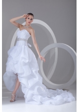 A-line Sweetheart High-low Beading Pick-ups Wedding Dress