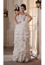 Column Sweetheart Chiffon Floor-length Ruffles Wedding Dress