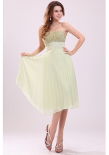 Empire Light Green Strapless Beading Pleats Chiffon Prom Dress