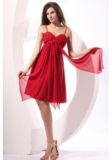 Empire Wine Red Ruching Chiffon Knee-length Prom Dress