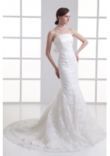 Mermaid Strapless Court Train Wedding Dress with Zipper Up
