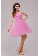 Rose Pink Halter Top Beading and Ruching Prom Dress