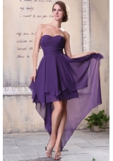 Sweetheart High-low Chiffon Empire Purple Prom Dress for Girls