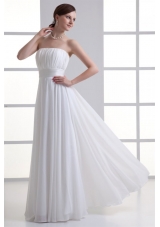 Cheap Empire Strapless Chiffon Wedding Dress with Ruching