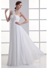 Empire One Shoulder Ruching Floor-length Chiffon Wedding Dress