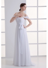 Empire Spaghetti Straps Ruching Chiffon Wedding Dress