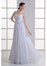 Empire Straps Ruching Sash Chiffon Floor-length Wedding Dress