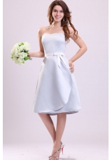 Light Blue Sweetheart A-line Knee-length Bridesmaid Dress with Sash