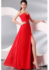 Red Sweetheat High Slit Sexy Seetheart Prom Dress with Side Zipper