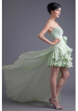 A-line Sweetheart High-low Green Beading Chiffon Prom Dress