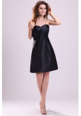 A-line Sweetheart Navy Blue Ruching Taffeta Knee-length Prom Dress