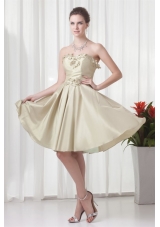 Column Sweetheart Chiffon Spring Green Ruching and Hand Made Flowers Prom Dress