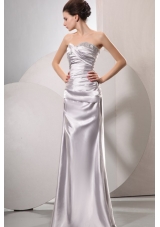 Column Sweetheart Silver Beading and Ruching Floor-length Wedding Dress