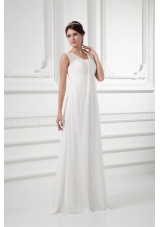 Empire Square Ruching Floor-length Chiffon  Wedding Dress