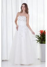 Floor-length Elegant A-line Strapless Wedding Dress with Beading