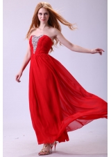 Red Empire Sweetheart Beading Floor-length Chiffon 2014 Prom Dress