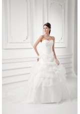 Romantic Sweetheart Ball Gown Wedding Dress with Embroidery and Pick-ups