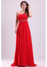 Sexy Sweetheart Empire Beading Chiffon Red 2014 Prom Dress with Backless