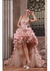 Unique High-low Cathedral Train Wedding Dress with Lace and Beading