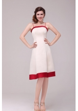 A-line Spaghetti Straps Knee-length Satin Wedding Dress