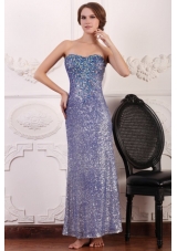 Lavender Column Ankle-length Sweetheart Prom Dress with Sequins