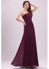 Simple Empire Ruching Purple Long Prom Dress One Shoulder